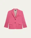 Theory Crushed Satin Two-button Blazer In Pink Azalea