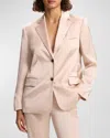 Theory Crushed Satin Two-button Blazer In Soft Gold