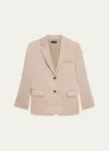 Theory Crushed Satin Two-button Blazer In Soft Gold