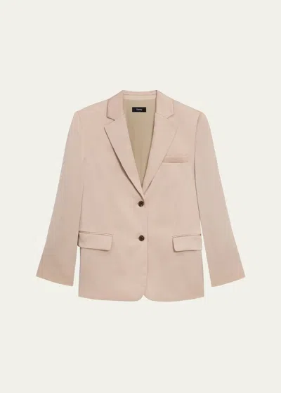 Theory Crushed Satin Two-button Blazer In Soft Gold