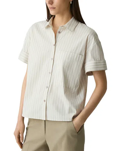 Theory Cuff Pocket Shirt In Neutral