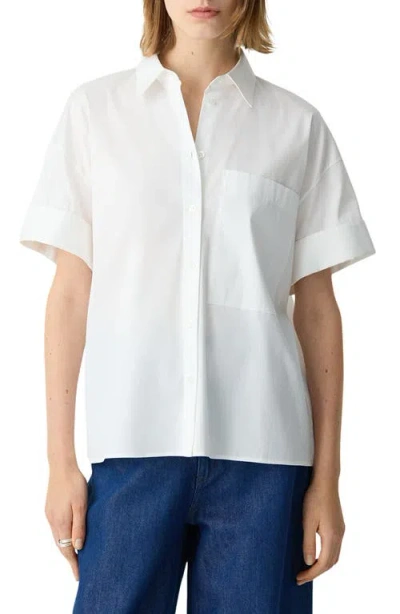 Theory Cuff Sleeve Button-up Shirt In White