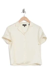 Theory Cuff Sleeve Camp Shirt In Rice