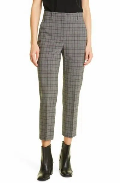 Theory Cuff Straight Fluid Melange Crop Pants In Gray In Grey