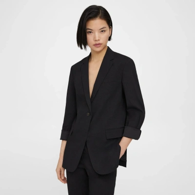 Theory Relaxed Blazer In Good Linen In Black