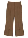 Theory Cuffed-hem Trousers In Brown