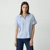 Theory Cuffed Shirt In Striped Cotton-blend In Blue Multi