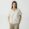 Theory Cuffed Shirt In Striped Cotton-blend In Sand Multi