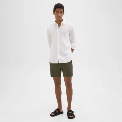 Theory Curtis 7" Drawstring Short In Good Linen In Dark Olive