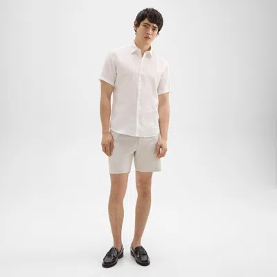 Theory Curtis 7" Drawstring Short In Good Linen In Sand