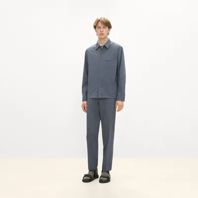 Theory Curtis Drawstring Pant In Motion Wool In Dusk Blue Melange