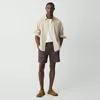 Theory Curtis Drawstring Short In Good Linen In Dark Mocha