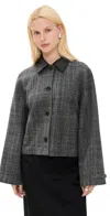 Theory Womens Charcoal Multi Collared Boxy Wool-blend Jacket In Gray