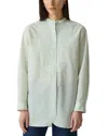 Theory Tuxedo Shirt In Striped Cotton-blend In Green