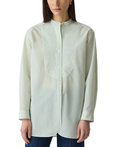 THEORY CURVED HEM TUXEDO SHIRT
