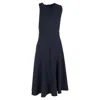 Theory Curved Seam Midi Sleeveless Dress In Navy Blue Polyester In Blue