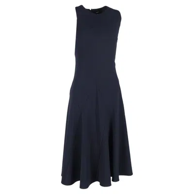 Theory Curved Seam Midi Sleeveless Dress In Navy Blue Polyester