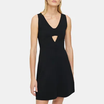 Theory Cut-out Mini Dress In Crepe Knit In Black