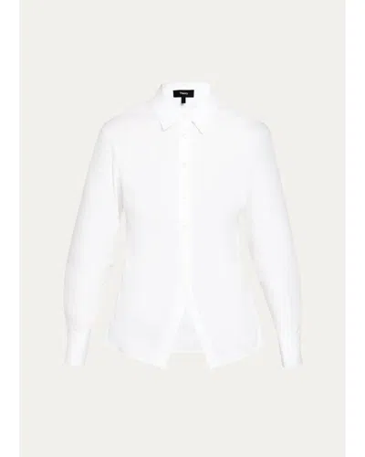 Theory Cutaway Button-front Shirt In White