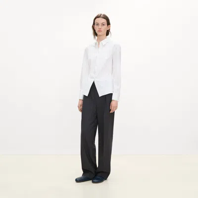 Theory Cutaway Shirt In Good Poplin In White