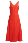 Theory Cutout Back Sleeveless Midi Dress In Orange