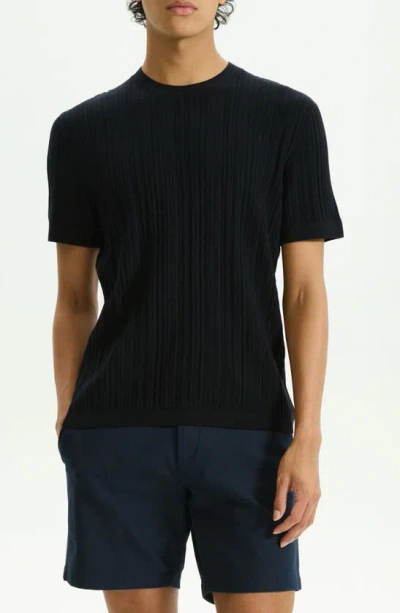 Theory Damian Rib Crewneck T-shirt In Black