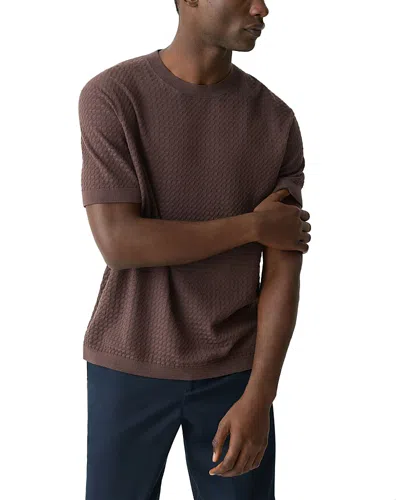 Theory Damian Tactile Cotton Short Sleeve Sweater In Dark Mocha