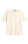 Theory Damian Tactile Cotton Short Sleeve Sweater In Eggshell