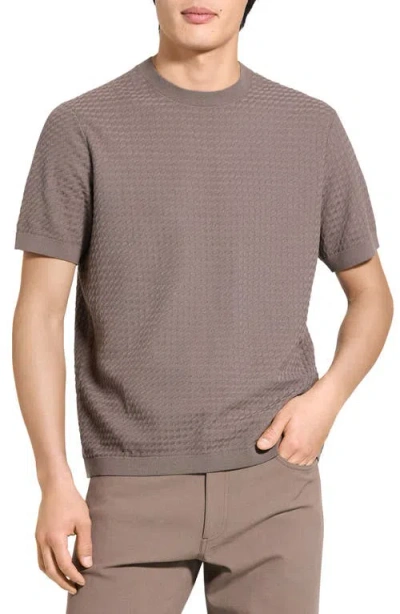 Theory Damian Tactile Crewneck T-shirt In Brown
