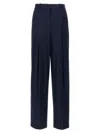Theory Tailored High Waist Wide Leg Trousers In Dark Blue