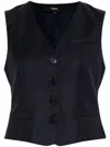 Theory Wool Waist Coatv Neck In Blue