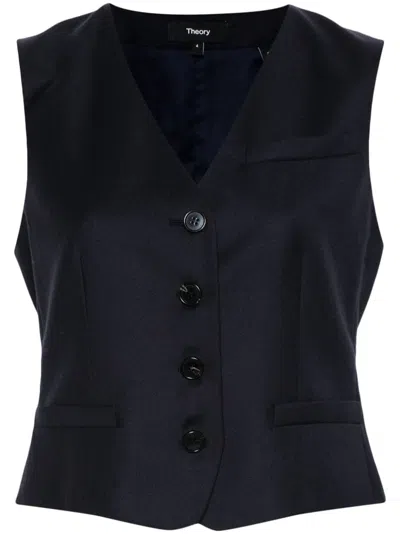 Theory Dart-detail Waistcoat In Blue