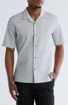 Theory Dazy Short Sleeve Button-up Camp Shirt In Gray