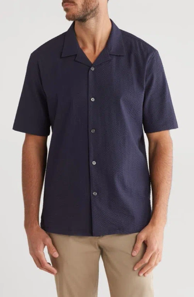 Theory Dazy Short Sleeve Button-up Camp Shirt In Baltic