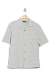 Theory Dazy Short Sleeve Button-up Camp Shirt In Baltic/white