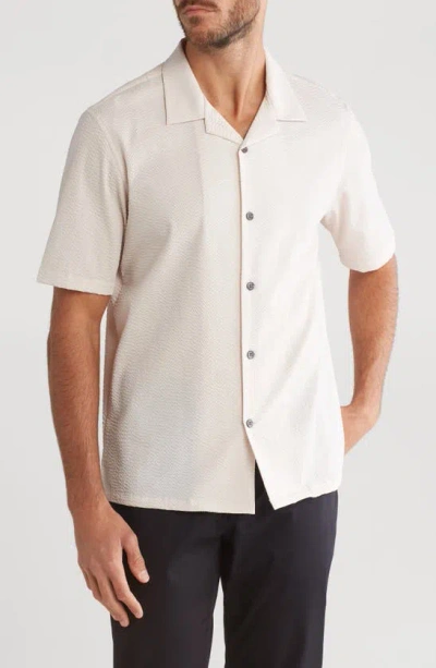 Theory Dazy Short Sleeve Button-up Camp Shirt In Sand