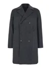 Theory Black Double-breasted Coat With Buttons In Wool Man In Black