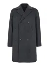 Theory Black Double-breasted Coat With Buttons In Wool Man In Black