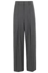 Theory Double Pleat Trousers In Charcoal Melange
