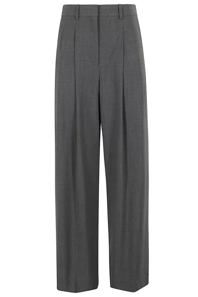 Theory Double Pleat Trousers In Grey