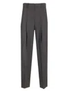 Theory Tapered Wool High-waist Pants In Grey
