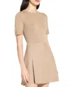 Theory Deep Pleat Combo Mini Dress In Neutral