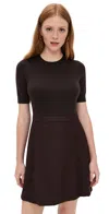 Theory Short Sleeve Mixed Media Minidress In Brown