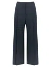 Theory City Pleated High Waist Wide Leg Pants In Blue