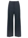 Theory City Pleated High Waist Wide Leg Pants In Blue