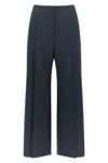 Theory City Pleated High Waist Wide Leg Pants In Blue
