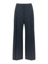 Theory City Pleated High Waist Wide Leg Pants In Blue