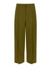 Theory City Pleated High Waist Wide Leg Pants In Green