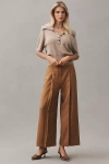 Theory Deep Pleat Pleated Pants In Brown