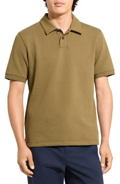 Theory Delroy Double Piqué Polo In Brown